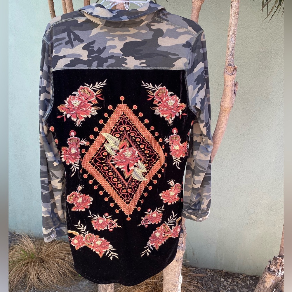 Women’s long sleeve beautifully embroidered button-down shirt